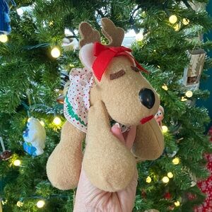 Vintage 80's Hallmark Rhonda Reindeer Tan Plush with Red Accents Beanie Decor